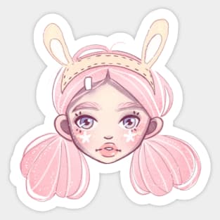 Pink Bunny Girl Sticker